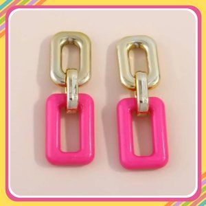 Pink Link Drop Earrings